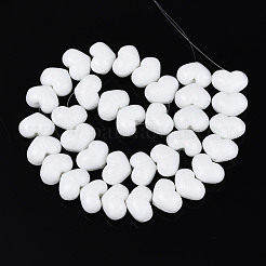 手作りランプワークビーズ  ハート  ホワイト  12.5~14x18~18.5x11~12mm  穴：1~1.5mm&nbsp;LAMP-T026-02B-02