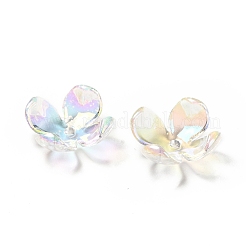 透明アクリル花座ビーズキャップ  ABカラー  4  - 花びらの花  カラフル  16.5x16.5x6mm  穴：1.8mm&nbsp;X-MACR-C009-15