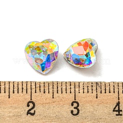 ガラスラインストーンカボション  ポイントバック＆バックメッキ  多面カット  ハート  エアーブルーオパール  8x8x4mm&nbsp;RGLA-M017-C03-001ST