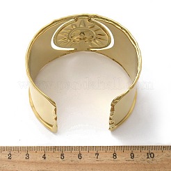 304ステンレススチール製カフバングル  女性用幅広バンドバングル  太陽  18KGP本金メッキ  1-3/4インチ（4.55cm）  内径：2-1/8x2-3/8インチ（5.45x5.95cm）&nbsp;BJEW-C095-02G