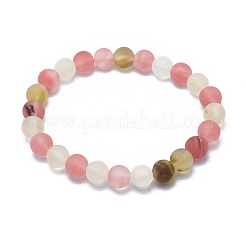 Frosted Tigerskin Glass Bead Stretch Bracelets&nbsp;BJEW-K212-A-016