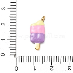カラフルなエナメルペンダントが付いた304ステンレススチール製  アイスクリームのチャーム  ゴールドカラー  19x9x3.5mm  穴：2.5mm&nbsp;SA-CBA13FC-02
