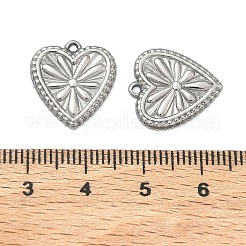 304ステンレスペンダント  ハートチャーム  ステンレス鋼色  16.5x15x1.5mm  穴：1.2mm&nbsp;STAS-L022-578P