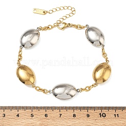Two Tone Oval 304 Stainless Steel Link Bracelets for Women&nbsp;BJEW-A169-12GP