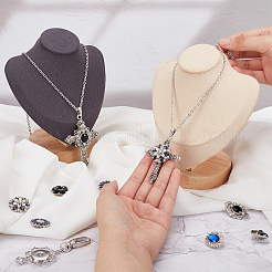 交換可能なペンダントネックレスのDIYキット  304ステンレススチールアズキチェーンネックレスを含む  合金ハング スナップ ベース ペンダント & フラワー スナップ ボタン  ミックスカラー  8個/箱&nbsp;DIY-DR0001-01