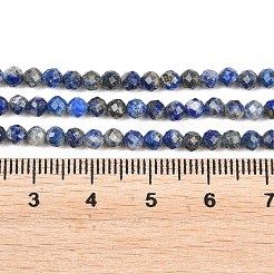 天然石ラピスラズリビーズ連売り  多面カット  ラウンド  3mm  穴：0.6mm  約122~124個/連  15.35''（39~39.5センチメートル）&nbsp;G-RM250104-A6