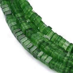 手作りランプワークビーズ連売り  キューブ  グリーン  4~4.5x4~4.5x2.5~3mm  穴：0.8mm  約149個/連  15.75''（40センチメートル）&nbsp;LAMP-Q037-02A-11