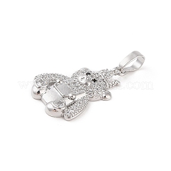 Brass Micro Pave Clear Cubic Zirconia Pendants&nbsp;KK-E111-33P