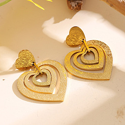Heart 304 Stainless Steel Dangle Stud Earrings&nbsp;FS-WGAB335-01