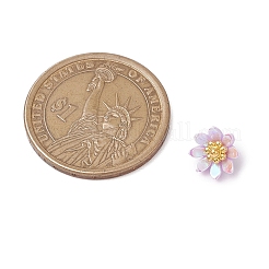 樹脂チャーム  花  合金の雌しべ付き  ゴールドカラー  9x7mm  穴：1.6mm&nbsp;PALLOY-JF03254-02
