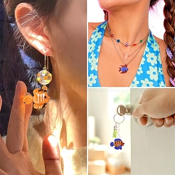 6個6スタイル手作りランプワークペンダント  熱帯魚  ミックスカラー  28.5~45x24~50x11~18mm  穴：1.5~6mm  1個/スタイル&nbsp;LAMP-YW0001-56