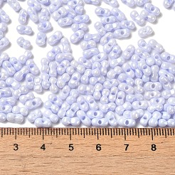 不透明色光沢ガラスシードビーズ  ピーナッツ  ライラック  6x3.5x3mm  穴：1mm  約7258個/ポンド&nbsp;SEED-B001-01A-11