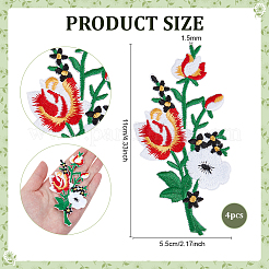 4Pcs Flower Embroider Thread Iron on/Sew On Patches&nbsp;PATC-PH0001-55