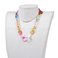 個性的レインボーccbプラスチック＆アクリルカーブチェーンネックレス  眼鏡チェーン  ハンドバッグチェーン  プラスチック製のカニカン付き  ミックスカラー  19.09インチ（48.5cm）&nbsp;NJEW-JN02878