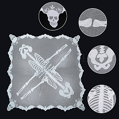 ポリエステルレーススケルトンポンチョ  ハロウィンコスチュームアクセサリー  ホワイト  1500x1500x0.01mm&nbsp;AJEW-WH0270-25