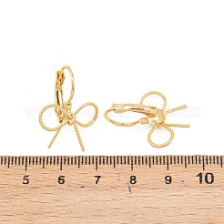 蝶結びの真鍮フレンチフックピアス  ニッケルフリー  18KGP本金メッキ  24x19mm&nbsp;EJEW-A150-04A-G