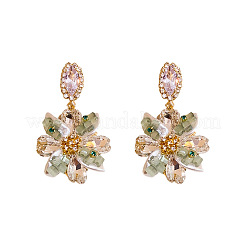 Flower Alloy Rhinestone Dangle Stud Earrings&nbsp;FS-WG9F12F-01