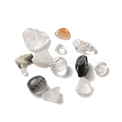 ナチュラルブラックルチルクォーツビーズ  穴がないビーズ  チップビーズ  2.5~9x2~4mm&nbsp;G-O103-30