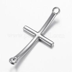 変色しにくい304ステンレススチールリンクコネクター  横クロス  ステンレス鋼色  49x22x2.5mm  穴：3mm&nbsp;STAS-G108-43