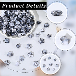 300個2スタイルアクリルビーズ  スター  天然石風  ブラック  11~14x11~15x7~10mm  穴：2mm&nbsp;OACR-PA0001-72