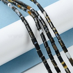 天然石黒瑪瑙ビーズ連売り  染め＆加熱  コラム  ブラック  5~6.5x3~3.5mm  穴：0.8mm  約73個/連  15.75''（40センチメートル）&nbsp;G-D067-A01