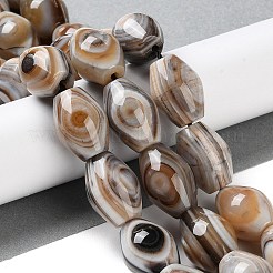 天然の瑪瑙ビーズ連売り  縞瑪瑙ビーズ  染め＆加熱  菱形  20~21x15mm  穴：1.4~1.8mm  約19個/連  15.08''（38.3センチメートル）&nbsp;G-NH0019-D03-03