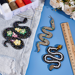 3Pcs 3 Styles Snake Cloth & Rhinestone & Polyester Embroidered Cloth Patch&nbsp;DIY-WR0005-04