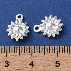 真鍮製チャーム  カドミウムフリー＆鉛フリー  太陽のチャーム  925銀メッキ  12x9.5x2.5mm  穴：1.2mm&nbsp;KK-F880-10S