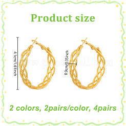 4 Pairs 2 Colors Iron Twist Hoop Earrings&nbsp;EJEW-HY0001-59