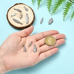11個11スタイル304ステンレススチールペンダント  羽  ステンレス鋼色  15~28x3~10mm  1個/スタイル&nbsp;STAS-CJ0003-40