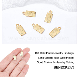 真鍮チャーム  女性と単語のクレジットスイスと長方形  18KGP本金メッキ  11x5x0.9mm  穴：1.2mm  30pc&nbsp;KK-BC0004-88