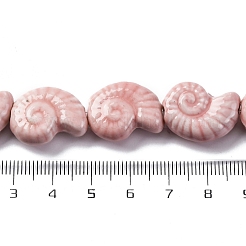 オーシャンシリーズ釉薬磁器ビーズ  光沢のあるセラミックビーズ  巻き貝  ピンク  20.5~21x16.5~17x8~8.5mm  穴：2mm  約18個/連  14.02''~14.06''（35.6~35.7センチメートル）&nbsp;PORC-R002-03D