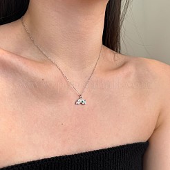 レインボー 925 スターリングシルバー マイクロパヴェ キュービックジルコニア ペンダントネックレス 女性用  プラチナメッキ  15.79インチ（40.1cm）&nbsp;NJEW-F338-06P