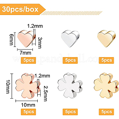 30Pcs 6 Style Brass Beads&nbsp;KK-BC0007-62