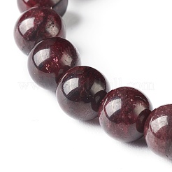 Natural Garnet & Lava Rock Round Beads Stretch Bracelets Set&nbsp;BJEW-JB06982-01
