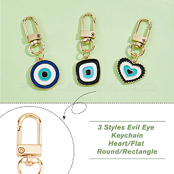 3Pcs 3 Styles Evil Eye Alloy Enamel Pendant Decoration&nbsp;KEYC-DC0001-22