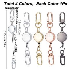 4Pcs 4 Colors Heavy Duty Alloy Retractable Keychain Clasps&nbsp;FIND-SC0004-32