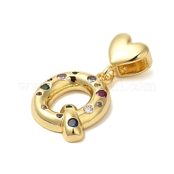 Rack Plating Brass Micro Pave Clear Cubic Zirconia Perdants&nbsp;KK-C067-12G-Q