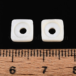 天然淡水シェルビーズ  正方形  貝殻色  7x7x2mm  穴：2mm&nbsp;BSHE-T014-16