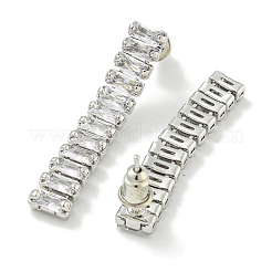 真鍮製マイクロパヴェキュービックジルコニアスタッドピアス  長方形  プラチナ  33.5x6mm&nbsp;EJEW-H014-06P