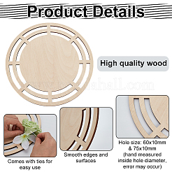 バスウッドかぎ針編みバスケットベース4個  ナイロンケーブルタイ100本付き  ラウンド  145~250x3~5mm&nbsp;WOOD-FG0001-61A