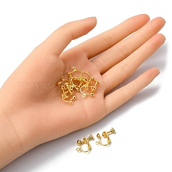ラックメッキ真鍮ねじクリップオンイヤリングパーツ  スパイラルイヤークリップ  ゴールドカラー  13x17x4.5mm  穴：1.6mm&nbsp;KK-YW0001-10G