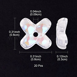 透明なスプレー塗装ガラスビーズ  ABカラーメッキ  キンモクセイの花  クリアAB  8x8x3mm  穴：0.9mm&nbsp;GLAA-YW0003-10