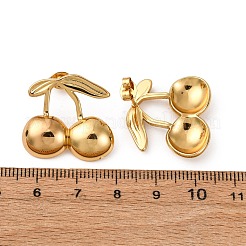 304ステンレススチールのチェリースタッドピアス  イオンプレーティング（ip）  18KGP本金メッキ  22x23mm&nbsp;EJEW-L304-02G