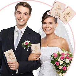 創造的な木製のグリーティングカード  結婚式の誓いの本  ジュートロープとクラフト紙で  単語の長方形  アンティークホワイト  105x75x2mm&nbsp;DIY-WH0349-171D