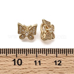 Brass Micro Pave Clear Cubic Zirconia Slide Charms&nbsp;KK-Z126-20G