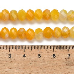 天然バンデットアゲートビーズ連売り  染め＆加熱  多面カット  ロンデル  きいろ  8x5.5mm  穴：1.2mm  約69個/連  15.16''（38.5センチメートル）&nbsp;G-Z111-A01-02