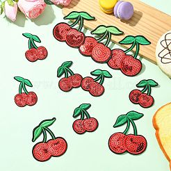 25Pcs 5 Styles Cherry Felt Fabric with Glitter Sequins Iron on/Sew On Patches&nbsp;PATC-CJ0001-02