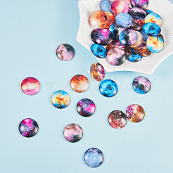 Starry Sky Pattern Printed Glass Cabochons&nbsp;GGLA-SC0001-02
