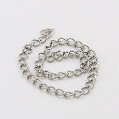 変色防止304ステンレススチールツイストチェーンカーブチェーン  ハンダ付け  ステンレス鋼色  2.5x1mm&nbsp;CHS-K001-24-2.5mm
